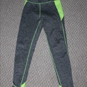 Gray and neon yellow leggings